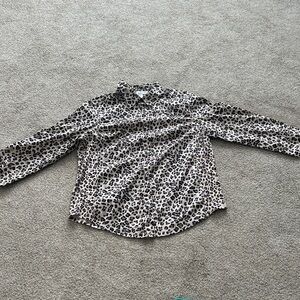 Rebecca Malone Black and tan  Leopard Print Shirt size Petite large
